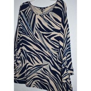 CHAPS Ralph Lauren‎ 3X Stretch Top Pullover Tie Sleeve Modern Animal Print